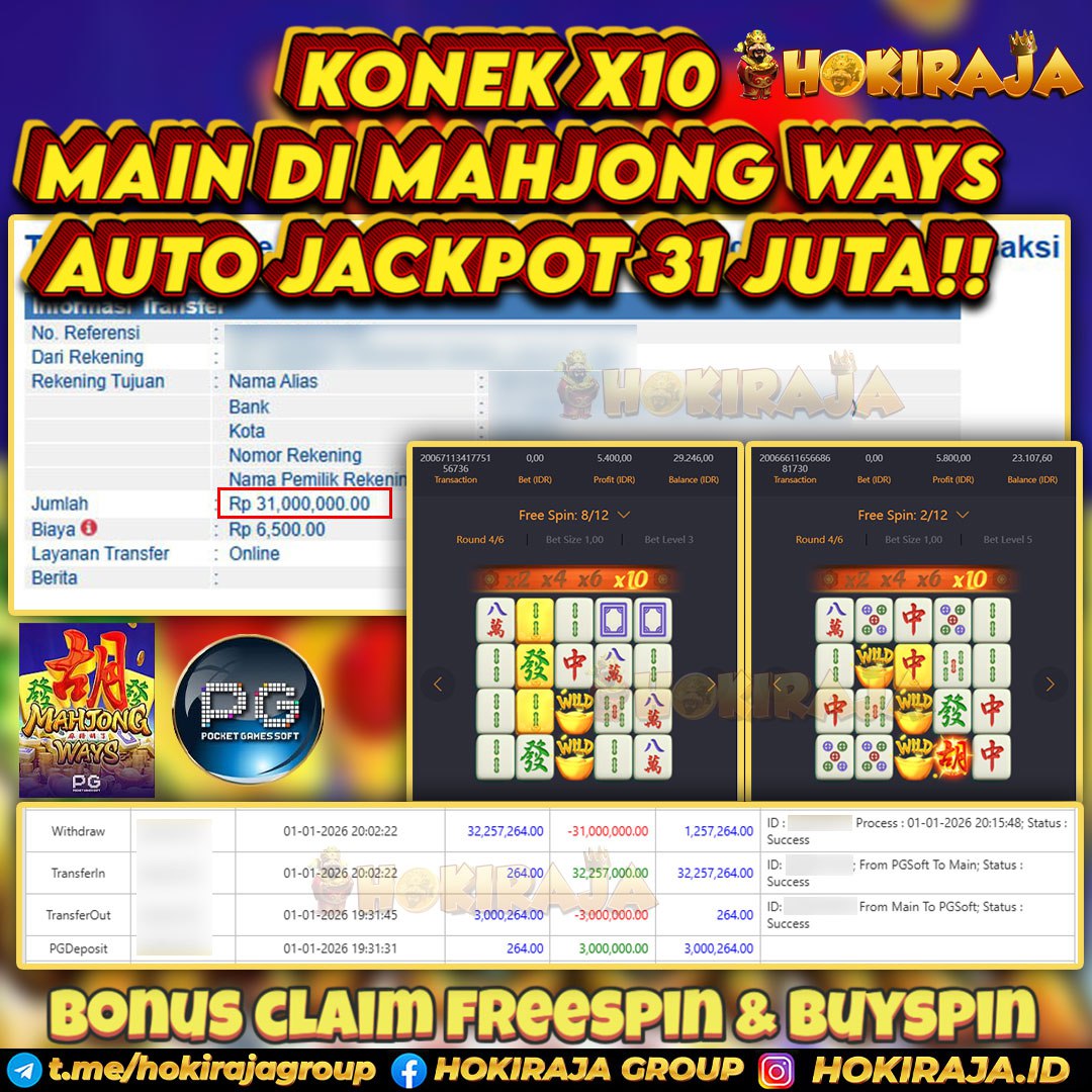 HOKIRAJA JACKPOT SLOT MAHJONG WAYS RP 31.000.000 ID : ASH***